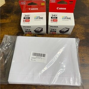 Canon PIXMA 243 Black (Two) + Clear self adhesive shipping labels bundle